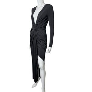 Guess by Marciano Plunging V-Neck Black Long Sleeve Maxi‎ Dress